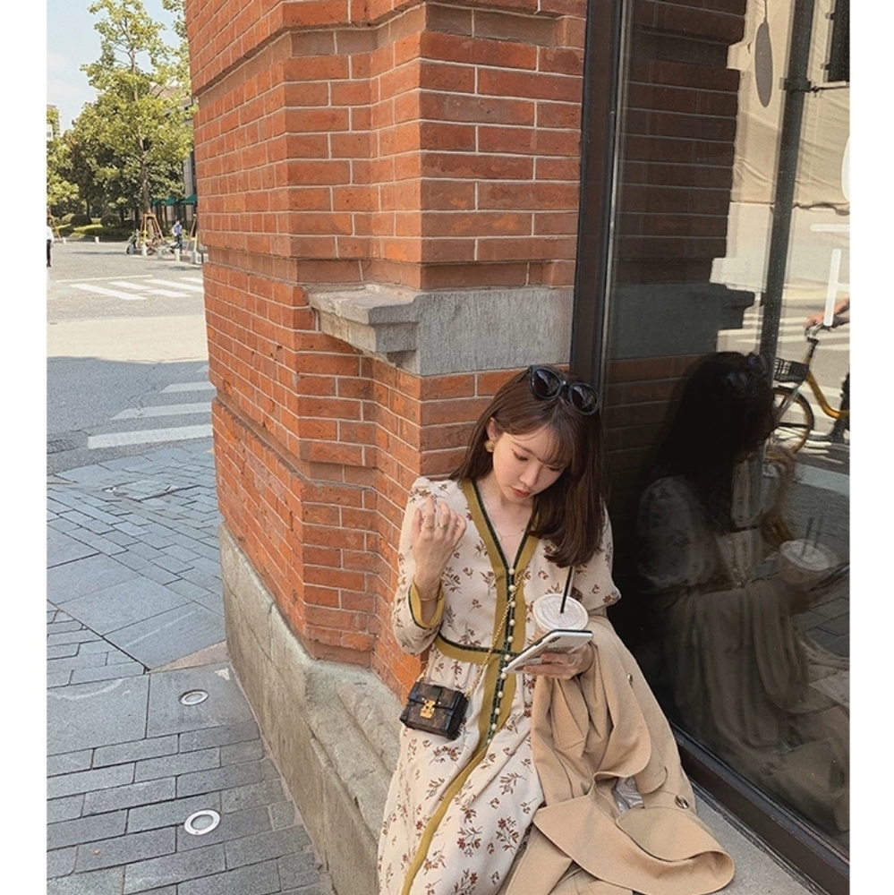 Cute korean long sleeve dress